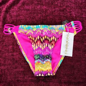 NWT Tinibikini Multi-Colored Tie Dye Side Strap Bikini Bottom Size S